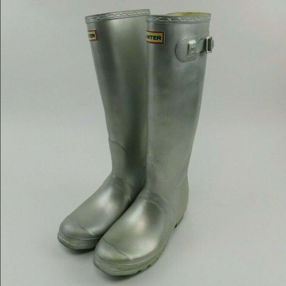 Hunter Original Tall Matte Metallic Silver Boots - Picture 2 of 8